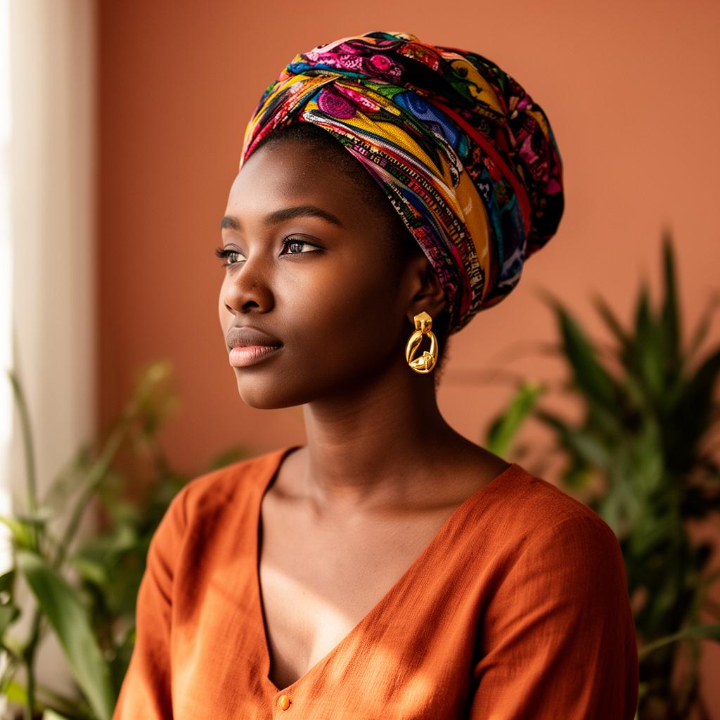 Black woman entrepreneur with colorful headwrap
